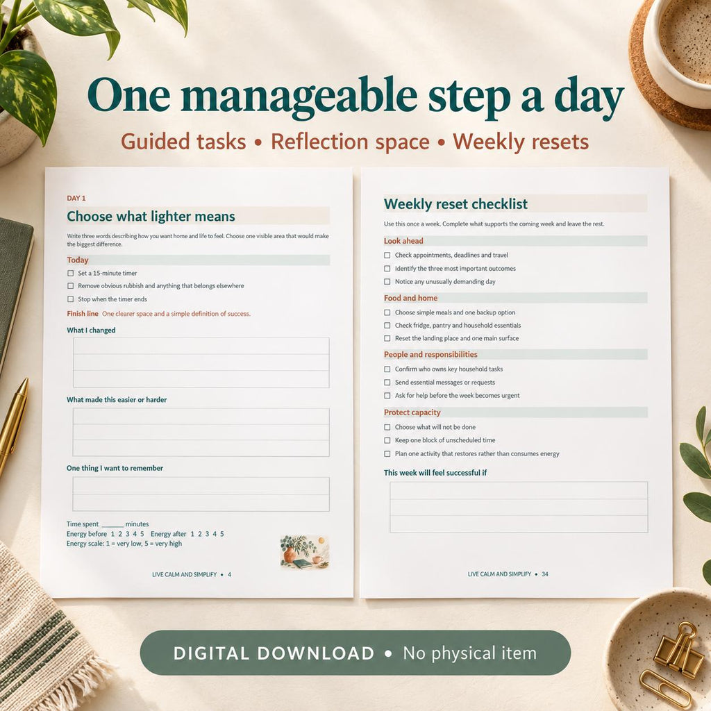 30-Day Life Reset Workbook | Printable Decluttering & Household Planner | PDF + Editable Word