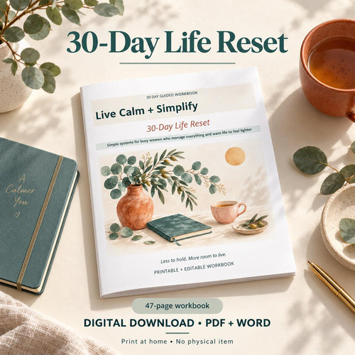 30-Day Life Reset Workbook | Printable Decluttering & Household Planner | PDF + Editable Word