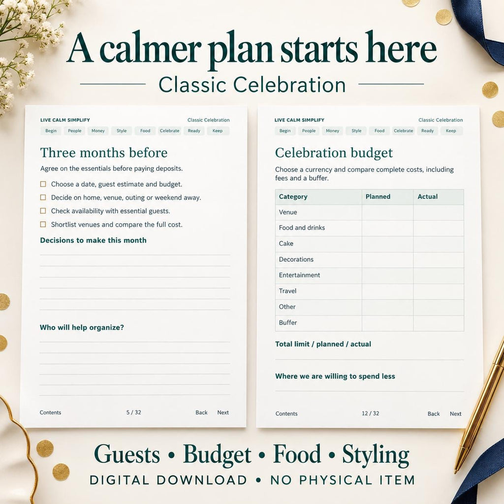 Adult Birthday Party Planner Printable, Classic Theme, 32 Pages, PDF and Editable Word