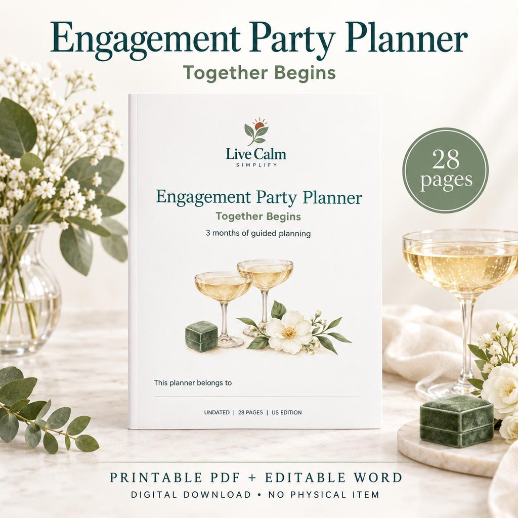 Engagement Party Planner Printable 3 Month Checklist Budget Guest List PDF and Editable Word