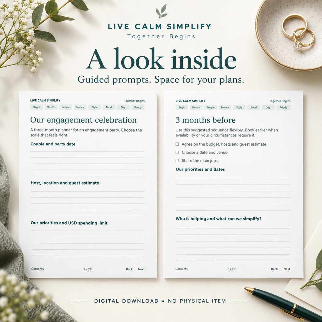 Engagement Party Planner Printable 3 Month Checklist Budget Guest List PDF and Editable Word