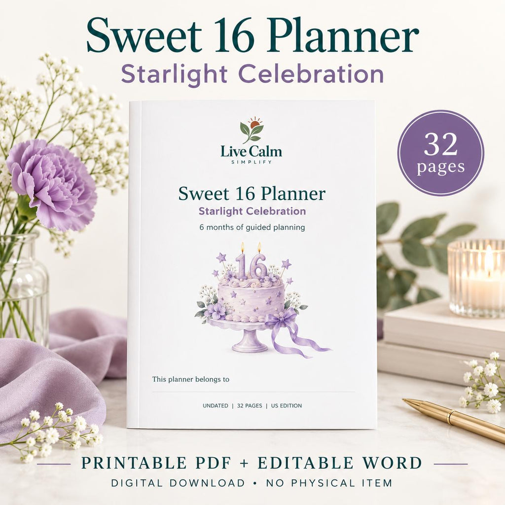 Sweet 16 Party Planner: Starlight Celebration 6-Month Checklist (PDF + Word)