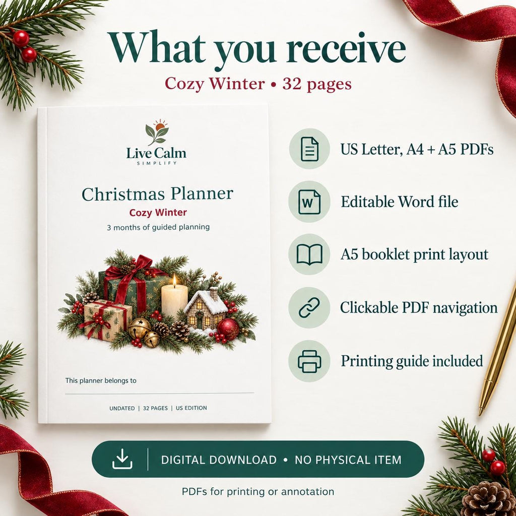 Winter Christmas Planner Printable, 32 Pages, PDF