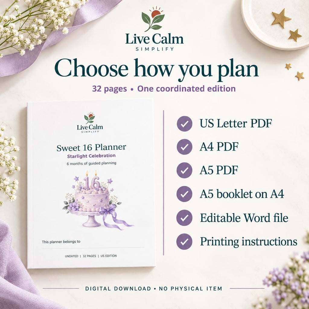 Sweet 16 Party Planner: Starlight Celebration 6-Month Checklist (PDF + Word)